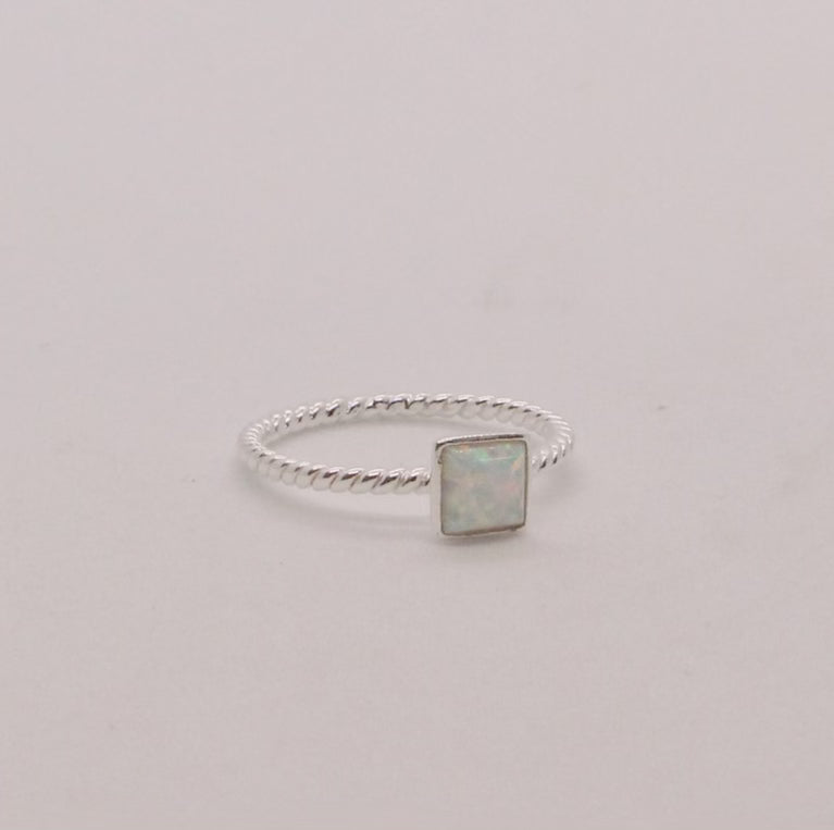 Square Aurora Opal Ring